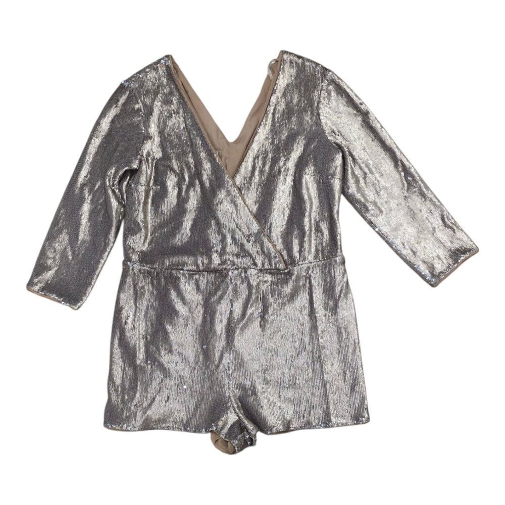 Ali & Jay Gold Sequin 3/4 Romper L - Picture 2 of 7
